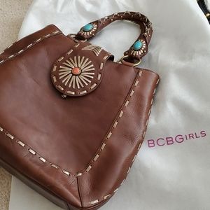 BCBGirls Brown Leather Shoulder Bag